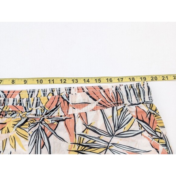 Serra Linen Blend Elastic Waist Pull On Pants Tropical Leaf Beachy Size XL - Picture 5 of 9